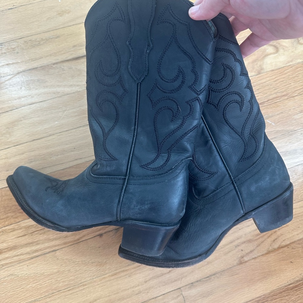 Corral Black Embroidered Heeled Boots - image 2